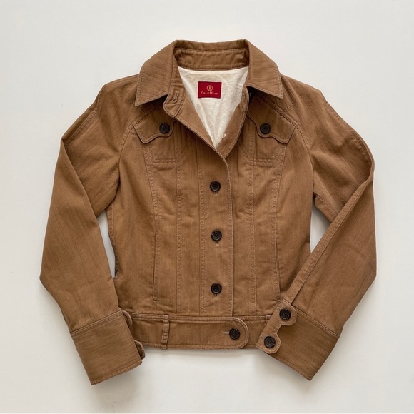 Cole Haan Tan Designer Denim Jean Jacket Size S Small - Picture 1 of 12